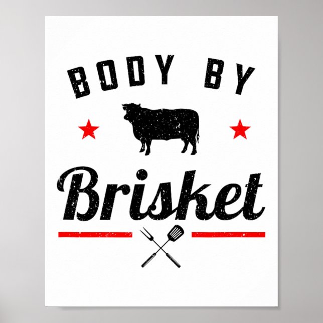 Affiche Mens Drôle Barbecue Corps Par Brisket Griller Ou F (Devant)