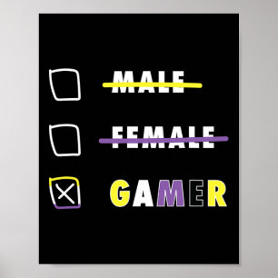 Affiche Mens Drôle Non-binaire Joueur En