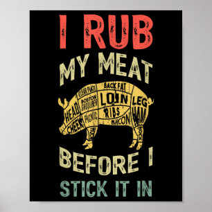 Affiche Mens Drôle Papa Aime Barbecue Je Frotte Ma Viande