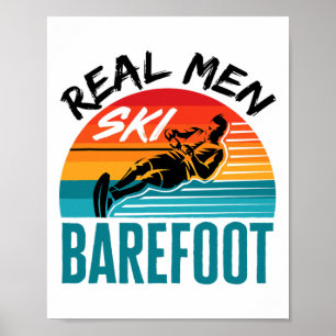 Affiche Mens Drôle Repied Eau Skier Skier Véritable Homme 