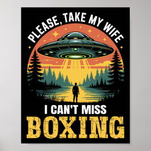 Affiche Mens Drôle Ufo Boxe Plaisanterie Alien Abduction R