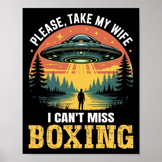 Affiche Mens Drôle Ufo Boxe Plaisanterie Alien Abduction R (Devant)