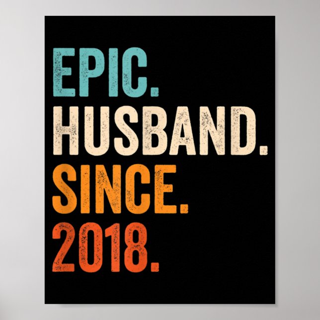 Affiche Mens Epic Husband Since 2018 wedding anniversary (Devant)