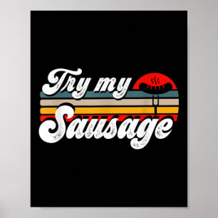 Affiche Mens Essayer Ma Saucisse Mens Drôle Barbecue Grill