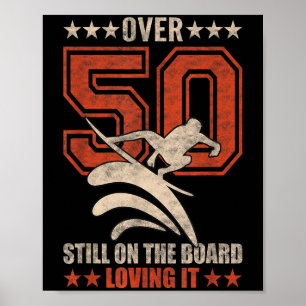 Affiche Mens Funny Cool Surfer Dude Surfboard 50 ans
