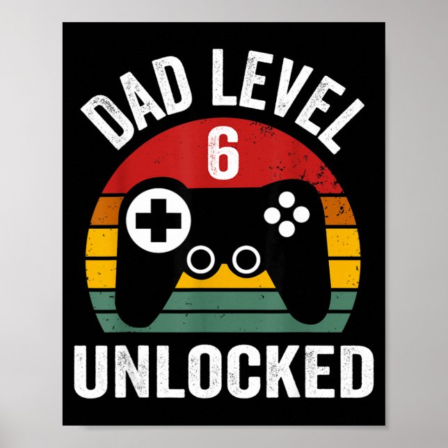 Affiche Mens Funny New Dad Shirt Dad Level 6 Unlocked For  (Devant)
