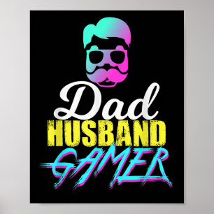 Affiche Mens Funny Papa Mari Gamer Citation