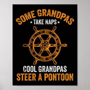 Affiche Mens Funny Pontoon Bateau Cool Grandpas Steer A Po