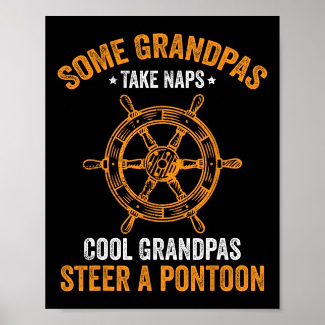 Affiche Mens Funny Pontoon Bateau Cool Grandpas Steer A Po (Devant)