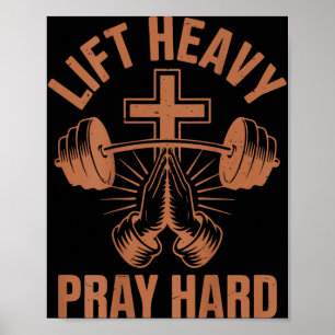 Affiche Mens Gym Christian Workout Papa Lève Lourd Prière