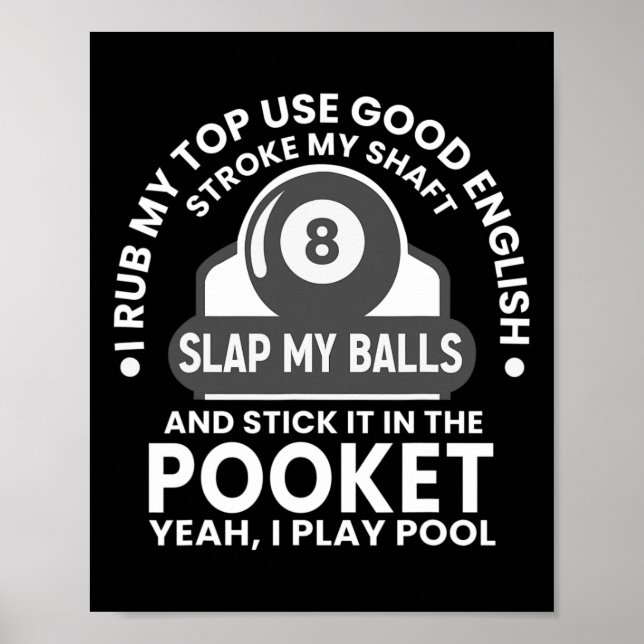 Affiche Mens I Rub My Tip I Play Pool Funny Pool Billard (Devant)