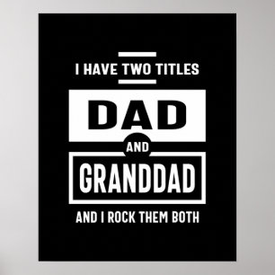 Affiche Mens J'ai deux titres Papa et grand-père Cadeau