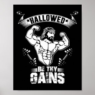 Affiche Mens Jesus Bodybuilding T Shirt - Funny Jesus Weig