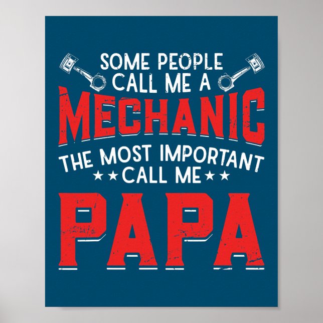 Affiche Mens Mécatronique Artiste Papa Grandpa Mécanicien (Devant)