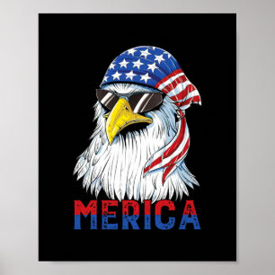 Affiche Mens Merica Eagle Mullet American Flag USA Men