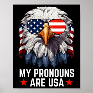 Affiche Mens Mes Pronounes Sont Usa Funny Eagle 4 juillet
