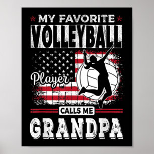 Affiche Mens Mon Joueur De Volleyball favori m'appelle Gra