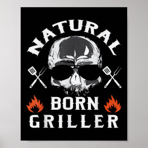 Affiche Mens Natural Born Griller Funny Bbq Jardin Grill