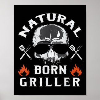 Affiche Mens Natural Born Griller Funny Bbq Jardin Grill