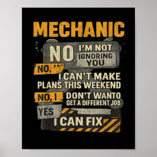Affiche Mens Non Je N'Ignore Pas Vous Humour Mécanique De