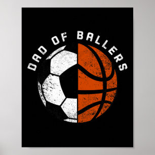 Affiche Mens Papa Of Byllers Fun Soccer Bysketbyll Papa