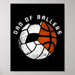 Affiche Mens Papa Of Byllers Fun Volleybyll Soccer Bysketb