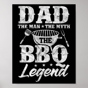 Affiche Mens Papa The Man The Myth Barbeque Grill Barbeque