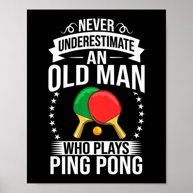 Affiche Mens Ping Pong Table Tennis Player Balls Paddle Ga (Devant)