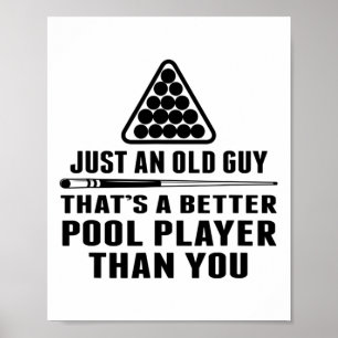 Affiche Mens Pool Player Shirt Cue Ll Billard Juste Un Ol