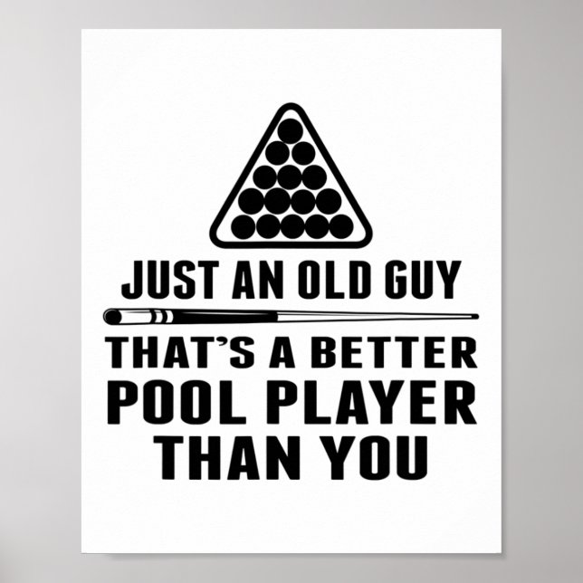 Affiche Mens Pool Player Shirt Cue Ll Billard Juste Un Ol (Devant)