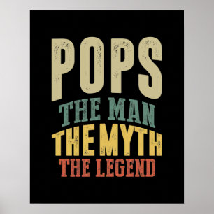 Affiche Mens Pops L'Homme Mythe Légende Père Cadeau