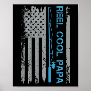 Affiche Mens Reel Cool Papa Fishing Us Drapeau Patriotique