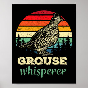 Affiche Mens Retro Ruffed Grouse Whisperer Bird Hund Bi