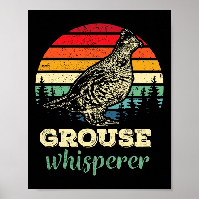 Affiche Mens Retro Ruffed Grouse Whisperer Bird Hund Bi (Devant)