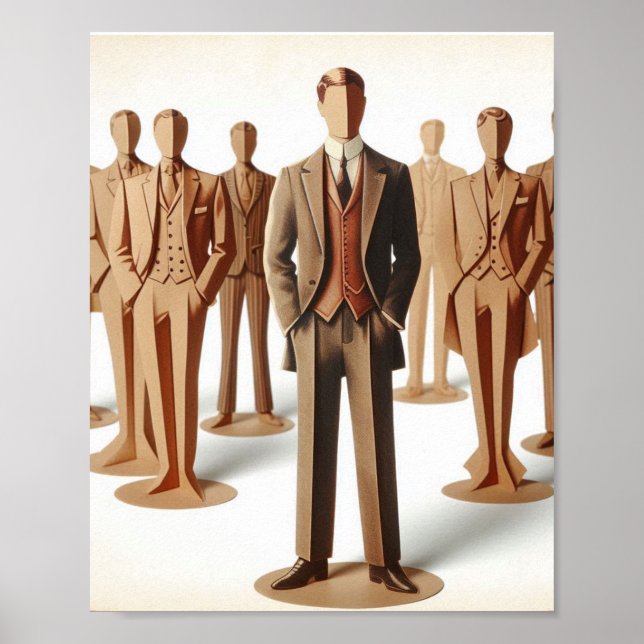 Affiche Mens Suits Mode Papier artisanat art (Devant)
