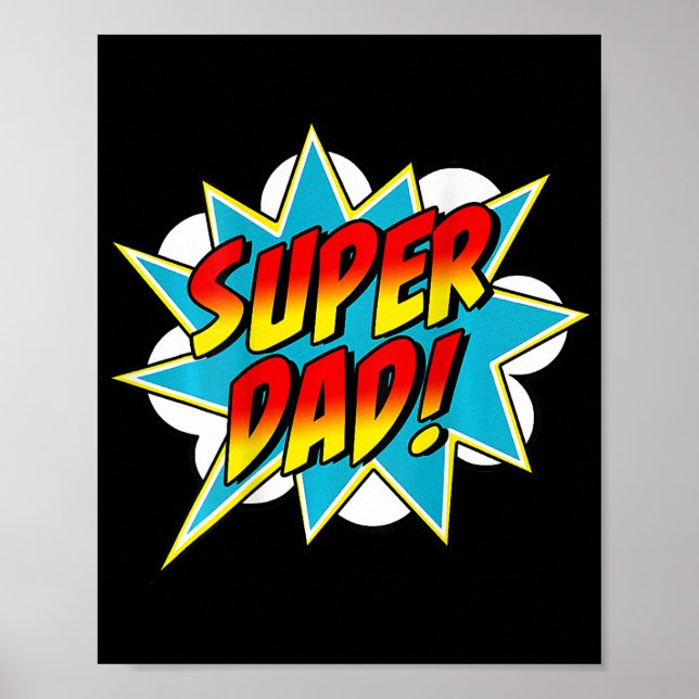 Affiche Mens Super Papa Comic Book Superhero Fête des père (Devant)