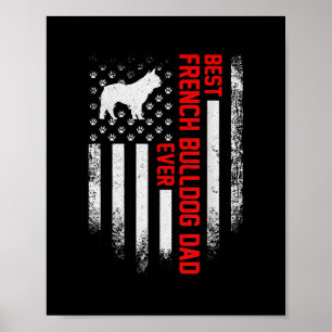 Affiche Mens Vintage USA American Flag Best French Buldog