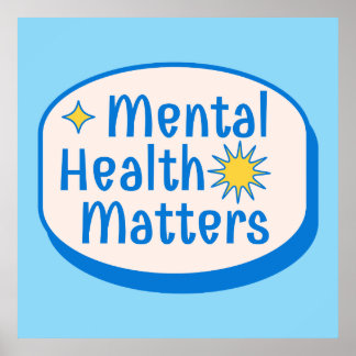 Affiche Mental Health Matters Quote - Modern Blue & Yellow