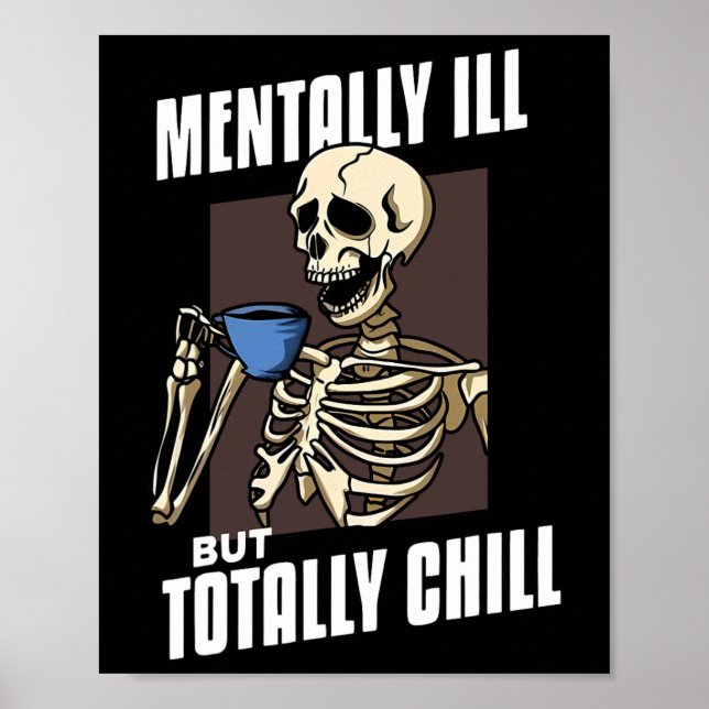 Affiche Mentalement Mal Mais Totalement Chill Halloween Sq (Devant)