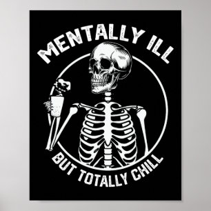 Affiche Mentalement Mal Mais Totalement Chill Halloween Sq