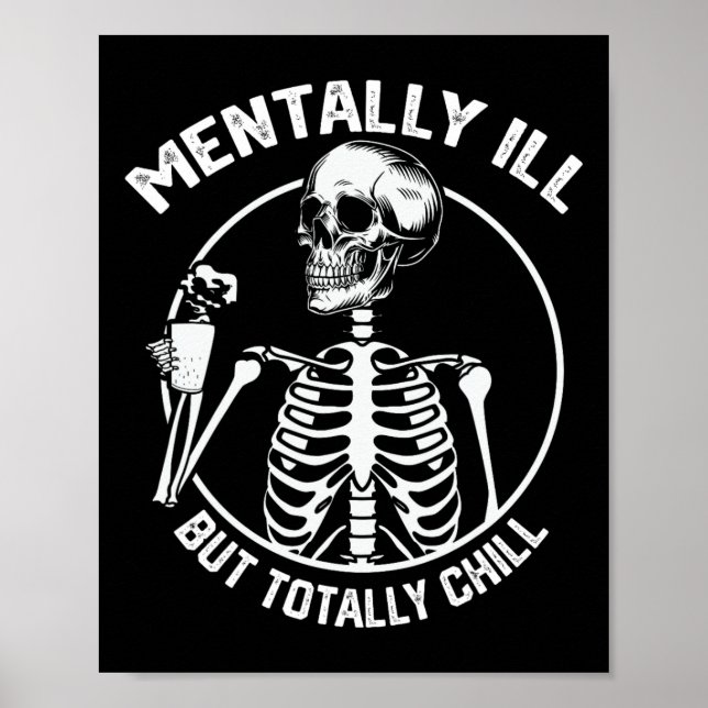 Affiche Mentalement Mal Mais Totalement Chill Halloween Sq (Devant)