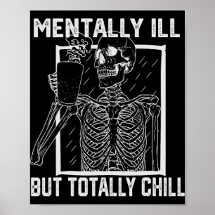 Affiche Mentalement Mal Mais Totalement Chill Halloween Sq
