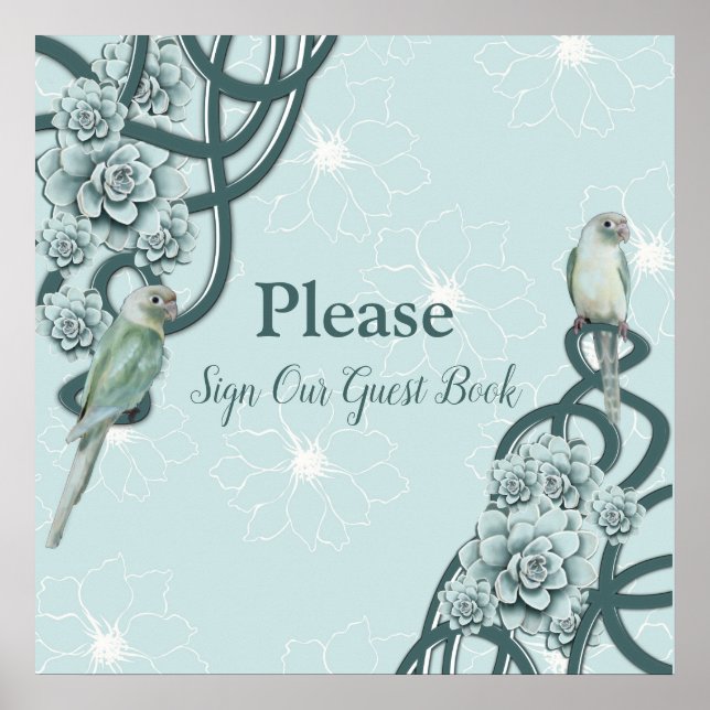 Affiche Menthe bleu pin Vert Succulents (Devant)