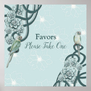 Affiche Menthe bleu pin Vert Succulents