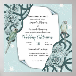 Affiche Menthe bleu pin Vert Succulents