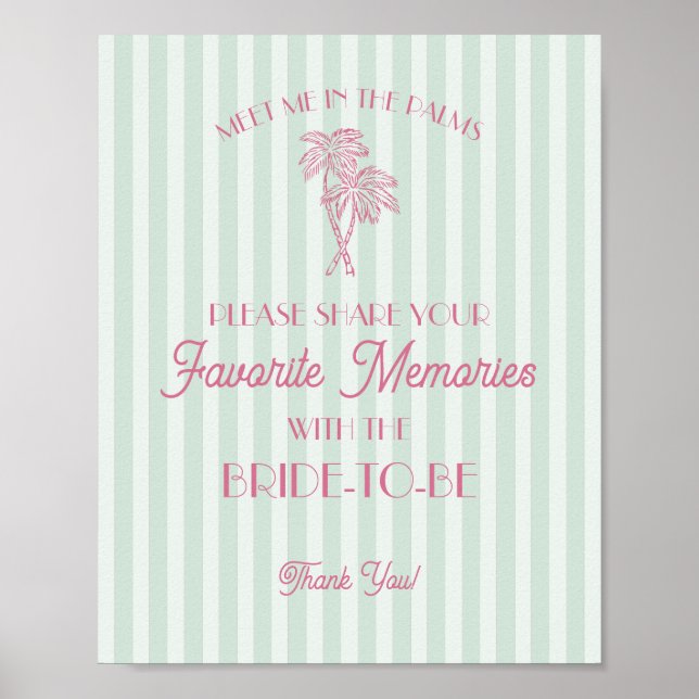 Affiche Menthe Palm Springs Souvenirs Préférés avec la Mar (Devant)