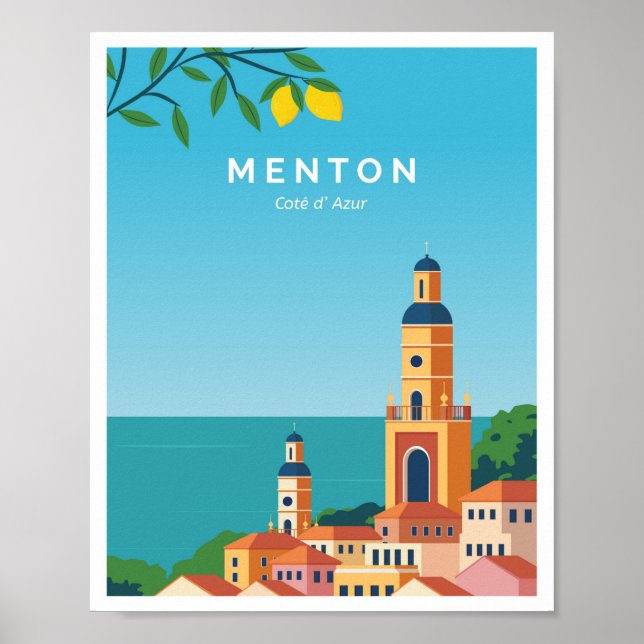 Affiche Menton France Côte d'Azur (Devant)