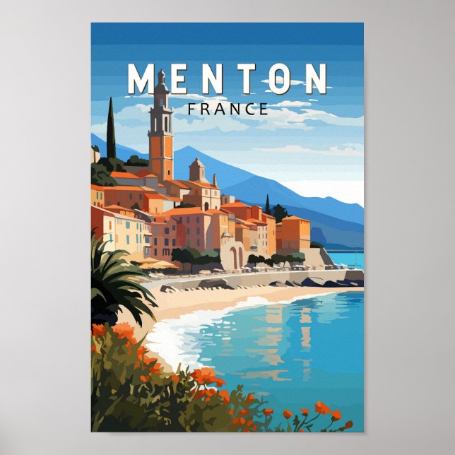 Affiche Menton France Travel Art Vintage (Devant)