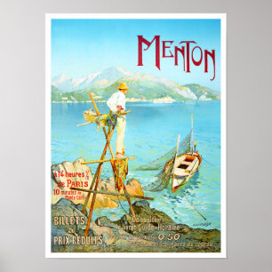 Affiche Menton France vintage travel