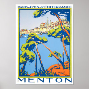 Affiche Menton France vintage travel